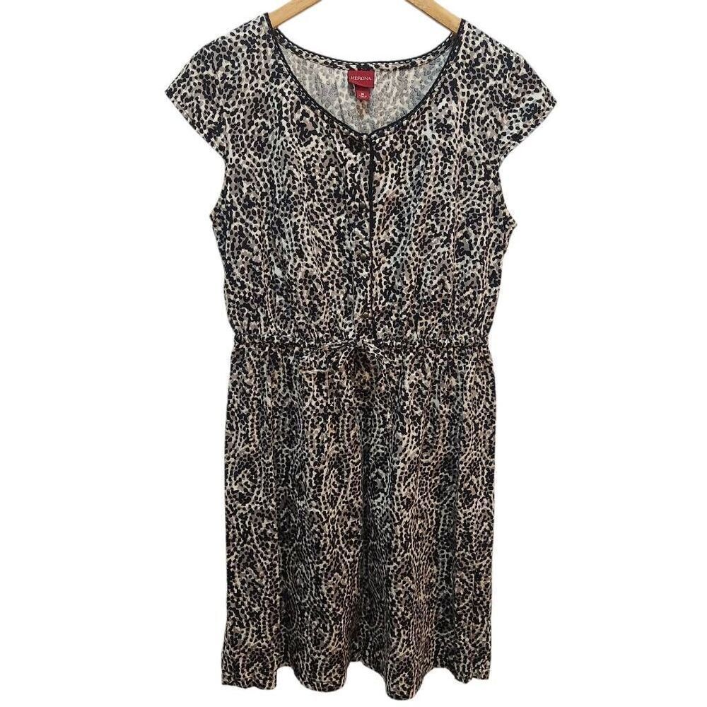 Merona animal print paisley.dress drawstring waist cotton medium cap sleeve